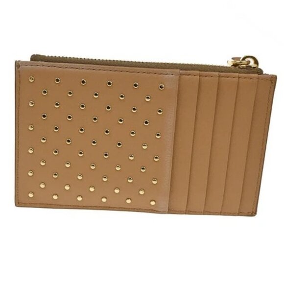 PRADA Logo Zipper Fragment Coin Case Wallet Studs Leather Brown Italy 30RL648 main image 10